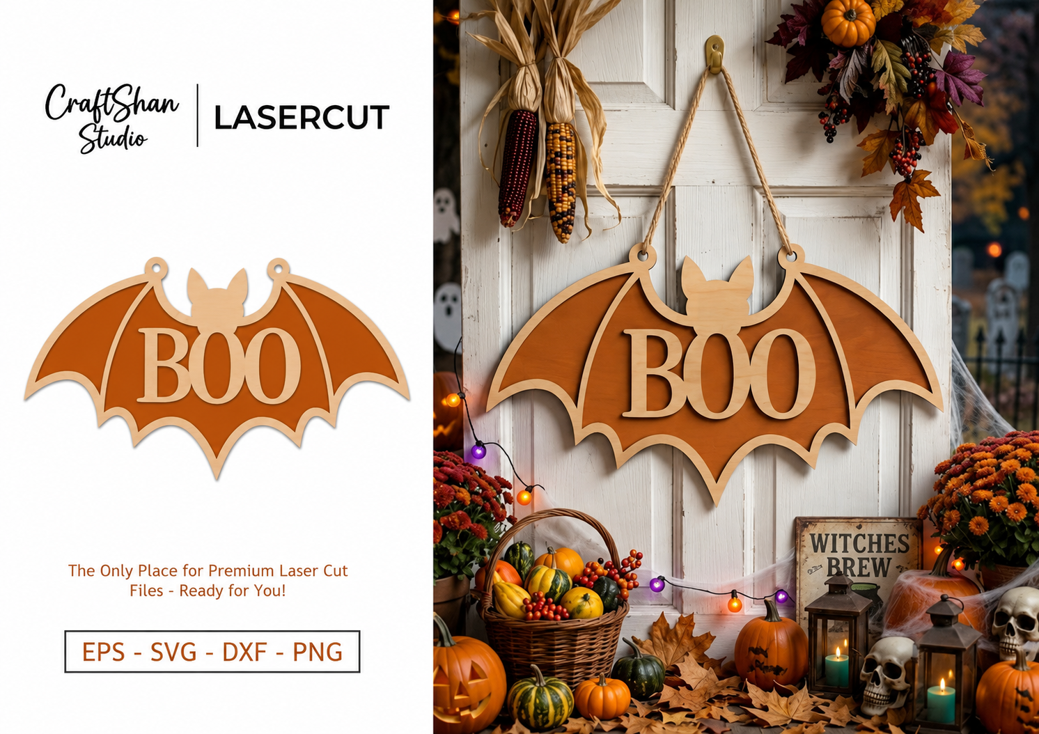Boo Bat Halloween Wall Hanging Sign